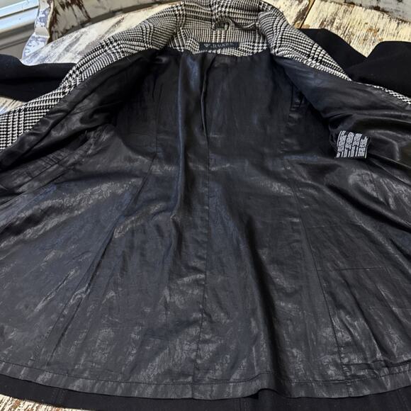 Guess Womens Sz XL BLK Wool Full Zip Up Herringbone Collar Long Tunic Moto Coat - Picture 6 of 15